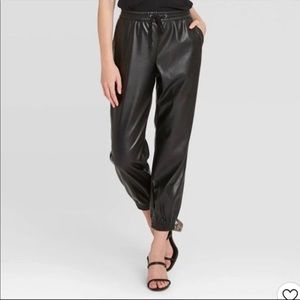 A New Day Womens Pleather Black Jogger Pants NWOT Size Large